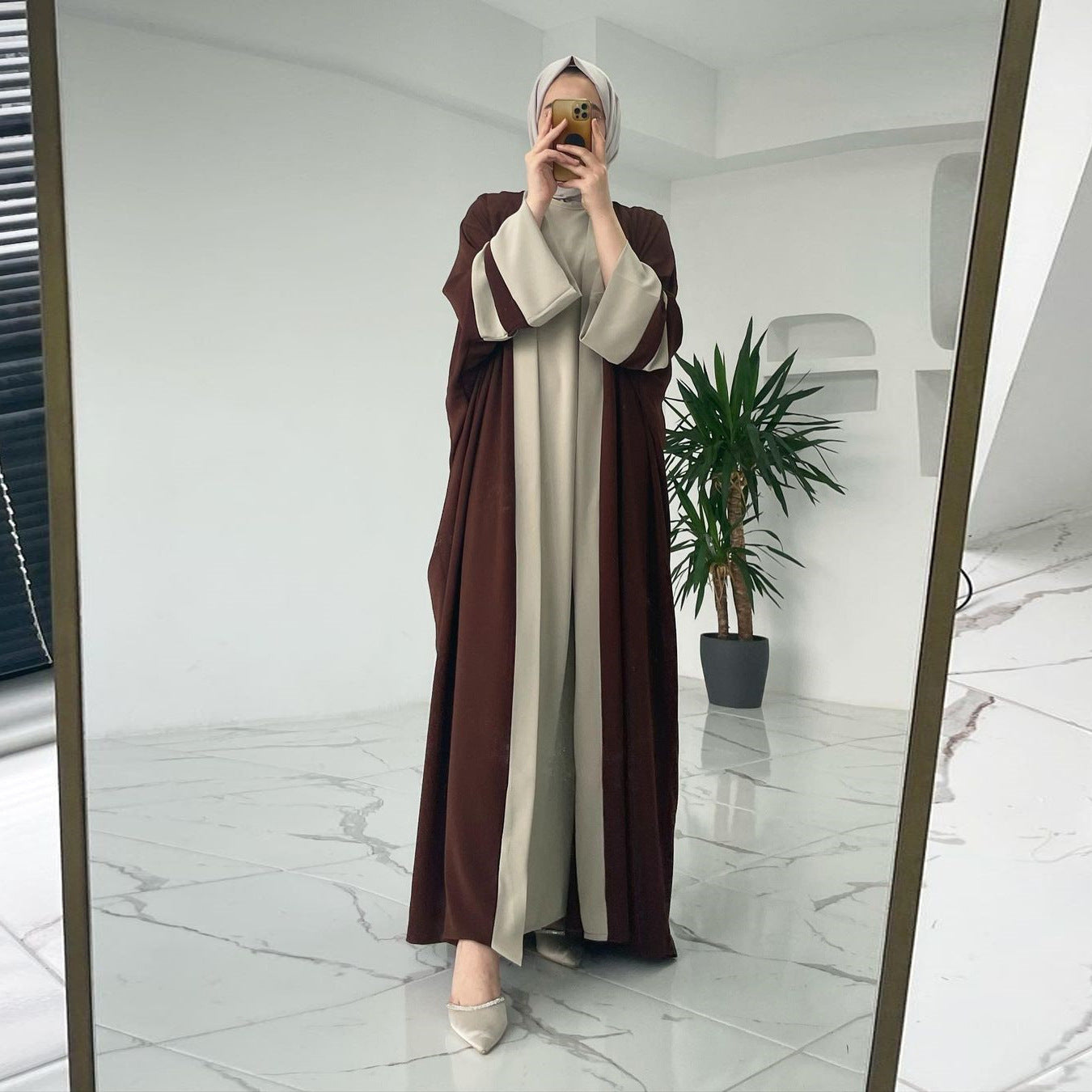 Elegant Two-Piece Women's Muslim Long Dress Abaya